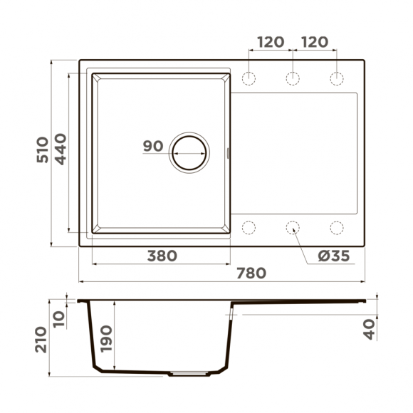 Omoikiri Кухонная мойка Daisen 78-BE, бежевый арт. 4993321