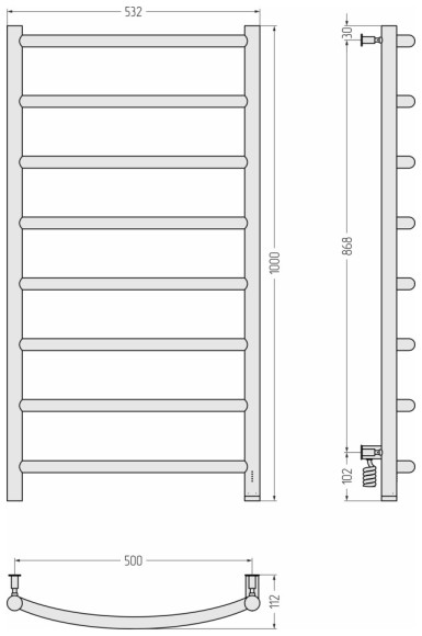 Электрический полотенцесушитель Галант 4.0 1000х500 МЭМ правый (сатин) Сунержа арт. 071-0831-1050