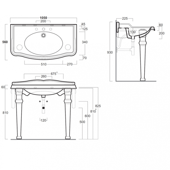 Tiffany World Консоль напольная 105х56см, с раковиной на 1 отв., Bristol, бронза TWBR874.2br AR874bi*1 Tiffany World Консоль напольная 105х56см, с раковиной на 1 отв., Bristol, бронза TWBR874.2br AR874bi*1