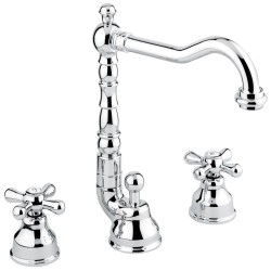 Emmevi смеситель с донным клапаном для раковины на 3 отверстия, Deco Old, хром арт. 12643/CR Emmevi смеситель с донным клапаном для раковины на 3 отверстия, Deco Old, хром арт. 12643/CR