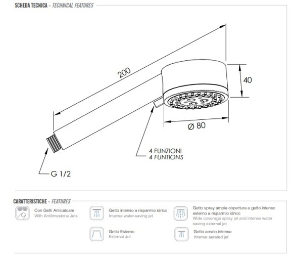 Remer Душевая лейка d80 мм 319MOX, цвет: хром