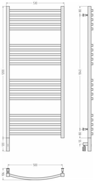 Электрический полотенцесушитель Аркус 3.0 1200х500 МЭМ левый (матовое золото) Сунержа арт. 032-5704-1250
