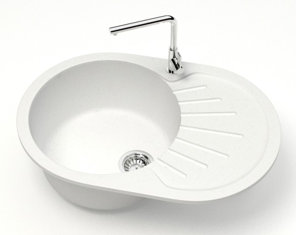 Azario Кухонная мойка Flora 730x450x215 искусственный мрамор, белая FLORA арт. CS00079911 Azario Кухонная мойка Flora 730x450x215 искусственный мрамор, белая FLORA арт. CS00079911