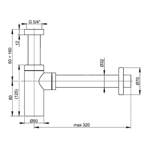Alcaplast Сифон для раковины, хром арт. A400