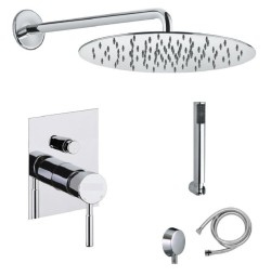 Fiore Душевой комплект на 2 потребителя: с круглым верхним душем 30 см и кронштейном 35 см, Xenon, 44OO5000 цвет: золото