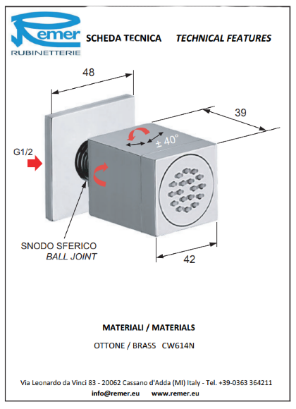 Remer Форсунка для душа Q34JETNP, цвет: никель
