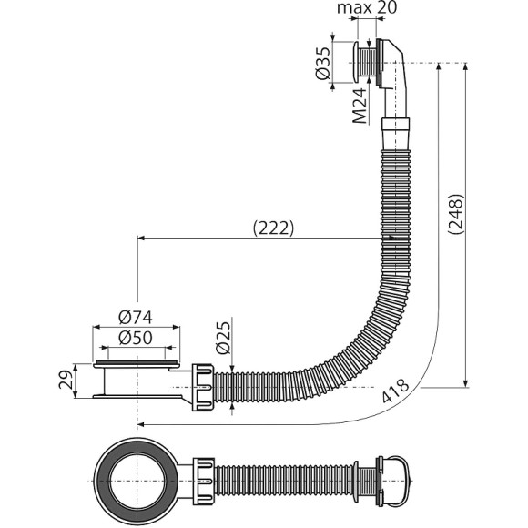 Alcaplast Сифон для раковины, белый арт. A328B