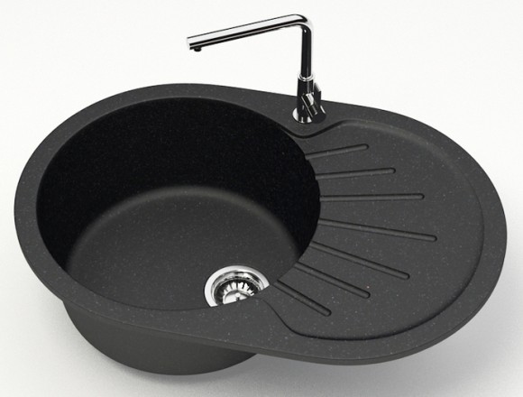 Azario Кухонная мойка Flora 730x450x215 искусственный мрамор, черная FLORA арт. CS00079913 Azario Кухонная мойка Flora 730x450x215 искусственный мрамор, черная FLORA арт. CS00079913