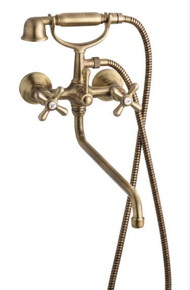 Emmevi смеситель с длинным изливом (25см) и ручным душем для ванной, Deco Classic, хром арт. 12011СМ25/CR