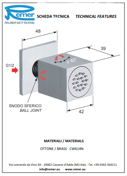 Remer Форсунка для душа Q34JETNPO, цвет: никель