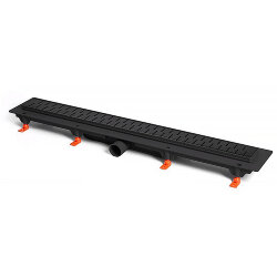 Azario Душевой лоток D50 750 мм, боковой слив, пластиковый, перфорированная решетка, черный, Medium арт. AZ-CH 750/50 MC