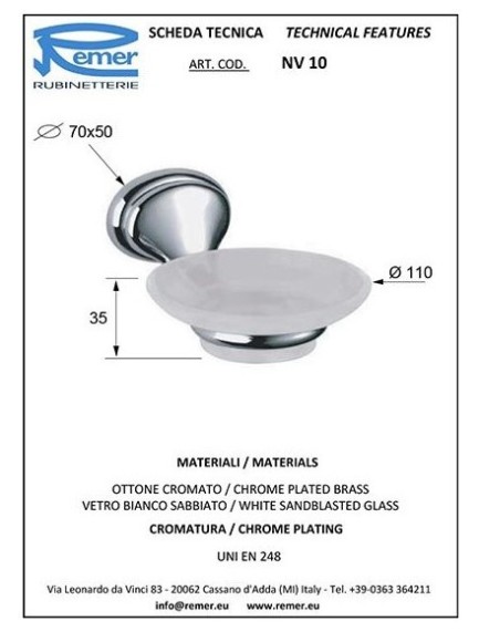 Remer Мыльница Серия 900 NV10CR, цвет: хром Remer Мыльница Серия 900 NV10CR, цвет: хром