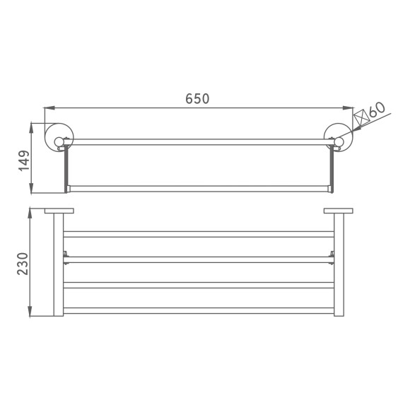 Полка для полотенец, Haiba, хром арт. HB9024 Полка для полотенец, Haiba, хром арт. HB9024