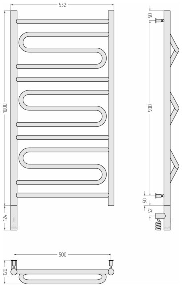 Электрический полотенцесушитель Элегия 3.0 1000х500 МЭМ левый (матовый белый) Сунержа арт. 30-5818-1050