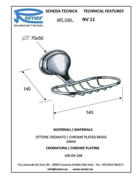 Remer Мыльница - решетка Серия 900 NV11CR, цвет: хром Remer Мыльница - решетка Серия 900 NV11CR, цвет: хром