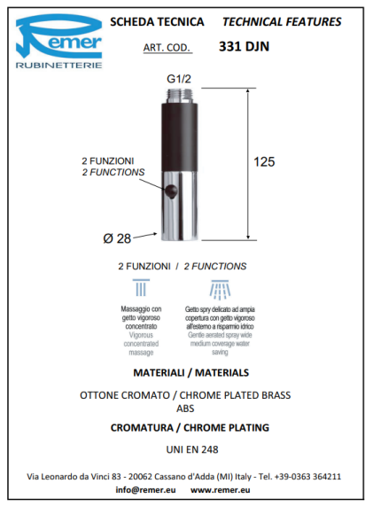 Remer Выдвижная лейка 331DJN, цвет: хром Remer Выдвижная лейка 331DJN, цвет: хром