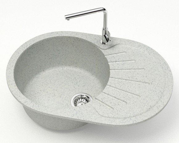 Azario Кухонная мойка Flora 730x450x215 искусственный мрамор, светло серая FLORA арт. CS00079916 Azario Кухонная мойка Flora 730x450x215 искусственный мрамор, светло серая FLORA арт. CS00079916