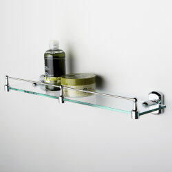 WasserKRAFT Полка стеклянная с бортиком oder k-3044 цвет: хром WasserKRAFT Полка стеклянная с бортиком oder k-3044 цвет: хром