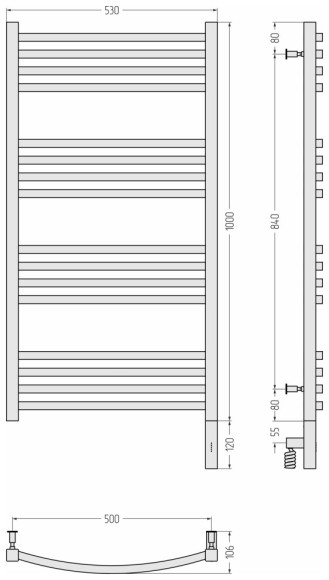 Электрический полотенцесушитель Аркус 3.0 1000х500 МЭМ правый (матовый белый) Сунержа арт. 30-5705-1050