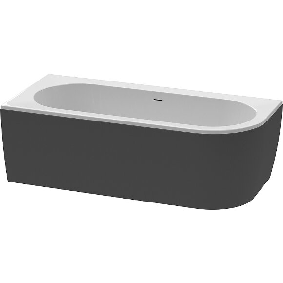 Cezares Акриловая ванна 180x80 SLIM CORNER Черный матовый. Белый - SLIM CORNER-180-80-60-L-NERO-SET