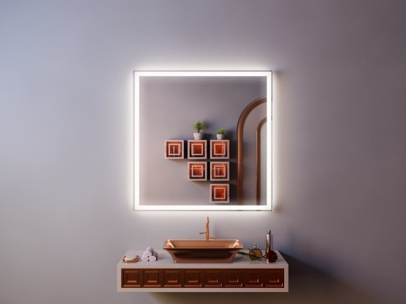 Зеркало в ванную комнату с LED подсветкой Murano Extra  70x90 см рама светопропускаемый пвх пластик выключатель сенсор, арт. MuranoExtra7090