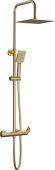 AQG Душевая колонна регулируемая по высоте 95-150 см, cо смесителем и квадратным верхним душем 25х25 см, Alpha, матовое золото арт. 21NITC25ALA09