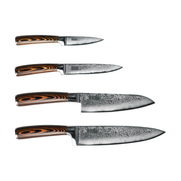 Omoikiri Набор из 4х ножей + универсальная подставка Damascus Suminagashi-SET, арт. 4996233