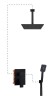 AQG Душевой комплект ec218 на 2 потребителя: с квадратным верхним душем 25х25 см и потолочным кронштейном 20 см, Alpha, черный матовый арт. 19ALPEC21805