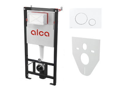 Alcaplast Инсталляция с белой кнопкой и шумоизоляцией Set, арт. AM101/1120-4:1 RU M670-0001