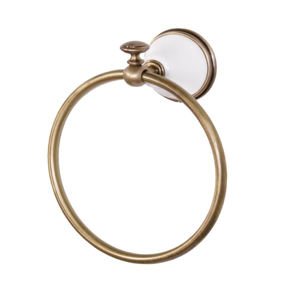 Tiffany World Полотенцедержатель "кольцо" 22.5см., подвесной, Harmony, белый/бронза TWHA015bi/br